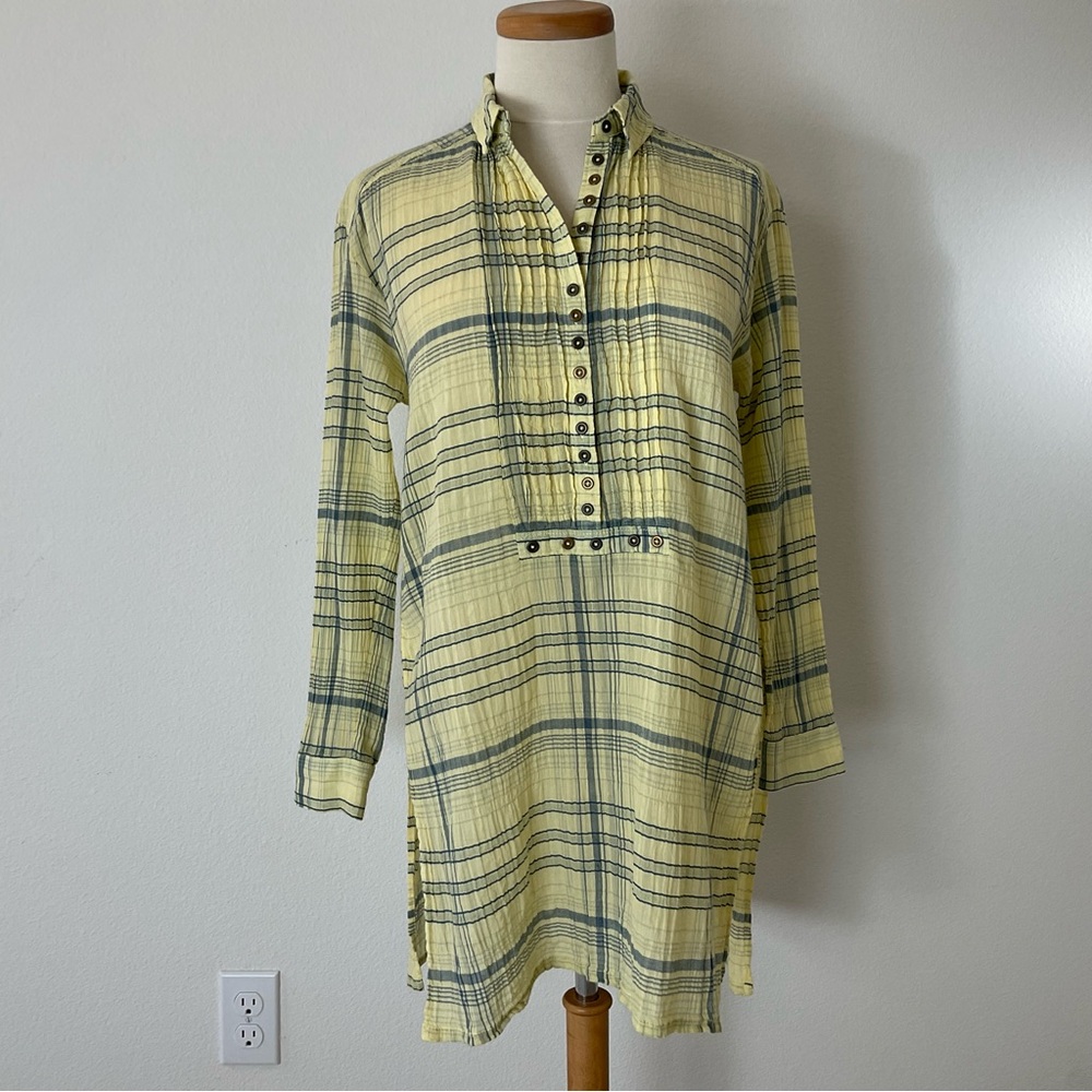 Anthropologie Pilcro And The Letterpress Plaid Gauze Tunic Top S